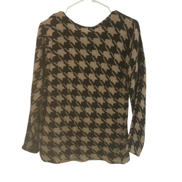 J. Jill Womens Tan And Black Houndstooth Sweater Women Size XS 100% Cotton - Picture 3 of 6